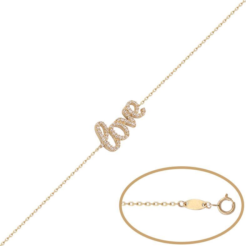 00-1034 Pulsera oro de 18K con motivo love montada con pavé de circonitas