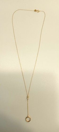 00-15 Colgante de mujer en oro de 18k con cadena fina y dos circonitas