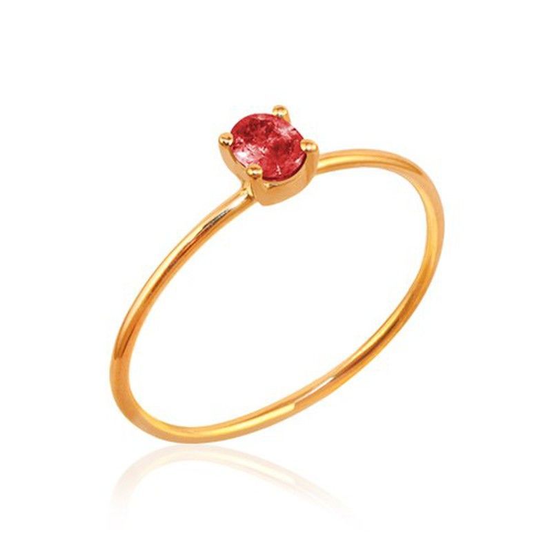 01-142639R Anillo fino de oro rosa 18k con rubí ovalado