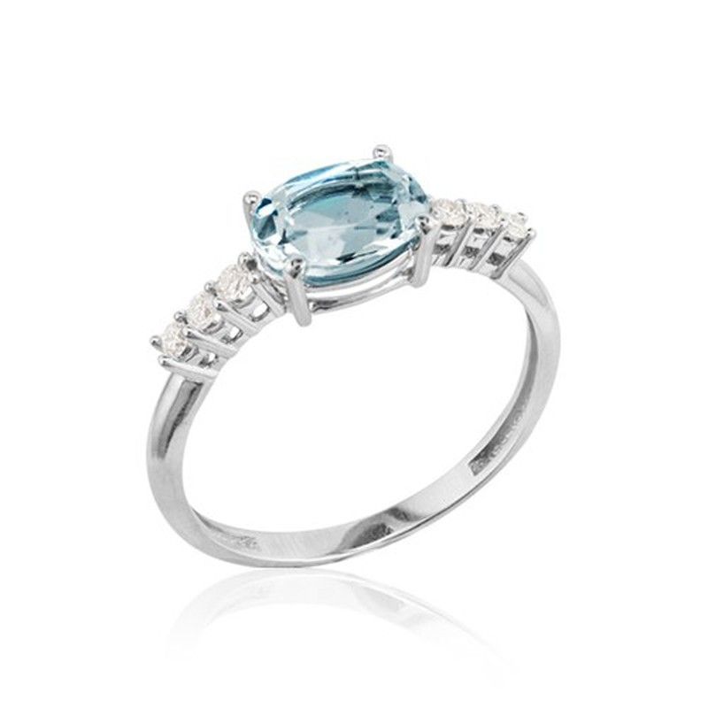 01-173931 Anillo mujer de oro blanco con aguamarina y brillantes