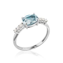 01-173931 Anillo mujer de oro blanco con aguamarina y brillantes
