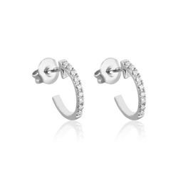 02-153783 Pendientes mujer de aros o criollas en oro blanco 18k con diamantes