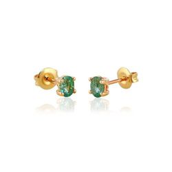 02-173853A Pendientes oro 18k tipo botón con esmeralda