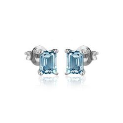 02-183922 Pendientes mujer de oro blanco con aguamarina rectangular