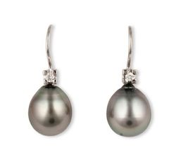 02-272930 Pendientes oro blanco con perla Tahiti y diamante
