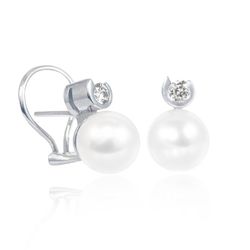 02-970824B Pendientes tu-yo oro blanco, perla australiana y diamantes cierre omega