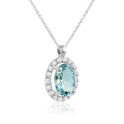 03-185973 Gargantilla mujer forma oval de oro blanco con aguamarina y diamantes