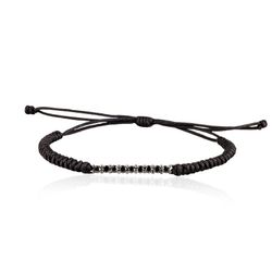 05-001018 Pulsera oro de macramé con diamantes negros o blancos belleza delicada y elegante