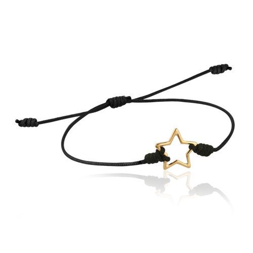 05-19W3389E Pulsera mujer estrella oro 18K y macramé cierre ajustable
