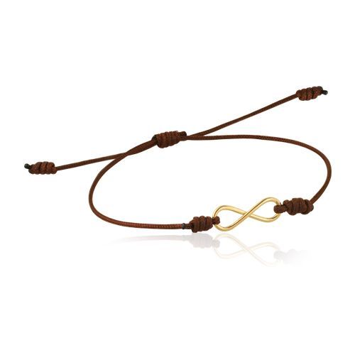 05-19W3389I Pulsera de oro 18k con símbolo infinito con macramé autoajustable