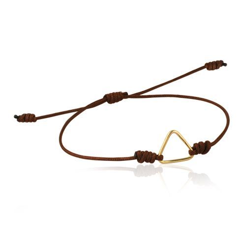 05-19W3389T Pulsera de macramé motivo triángulo en oro de 18K autoajustable