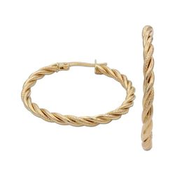 05-A499 Pendientes mujer de oro 18K Aros rizados acabados en mate y brillo cierre catalán