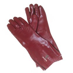[10 pares] Guantes PVC rojos protección química de 36 cm
