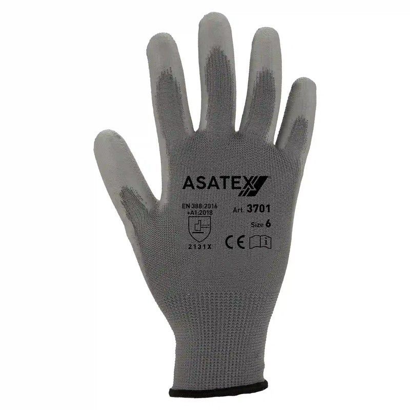 [12 pares] Guantes de nylon y poliuretano gris
