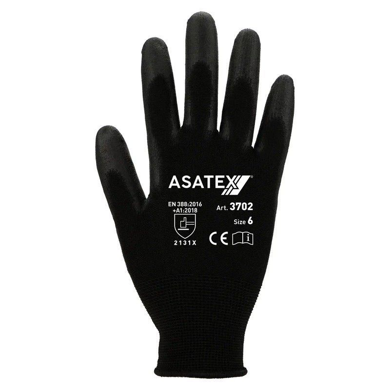 [12 pares] Guantes de nylon y poliuretano negro
