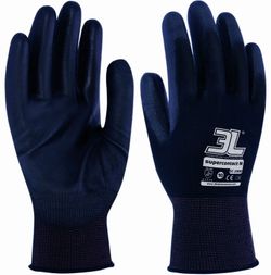 [12 pares] Guantes de poliuretano nylon negros 3L