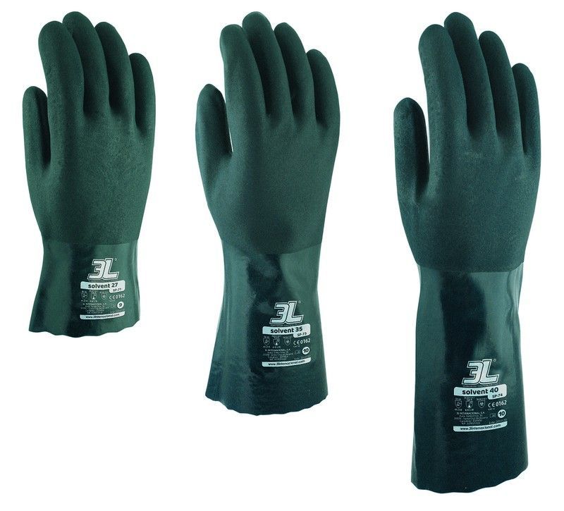 [12 pares] Guantes de PVC con soporte algodón Solvent de 3L