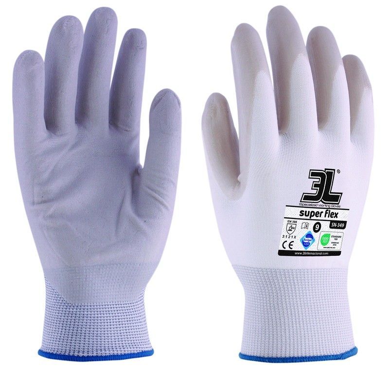 [12 pares] Guantes grises nitrilo nylon Superflex 3L