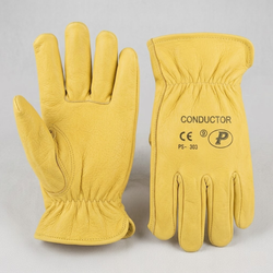 [12 pares] Guantes todo piel flor amarillos Conductor