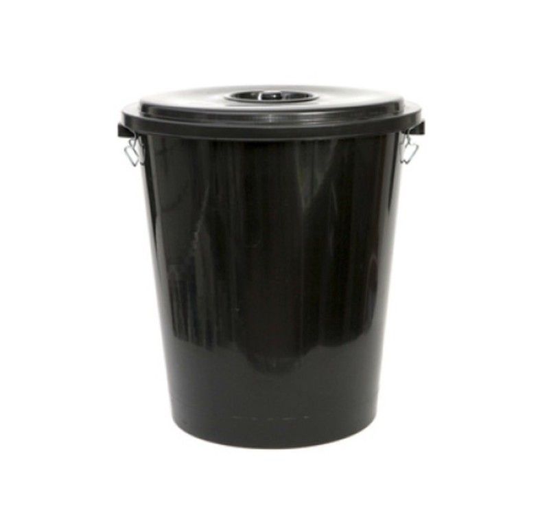 [1u] Cubo de plástico con tapa negro de 100 litros