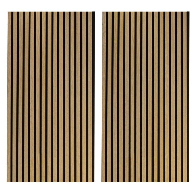 2 Paneles acústicos decorativos de madera en natural y negro, 60 x 2,2 x 120 cm | Acustic sound