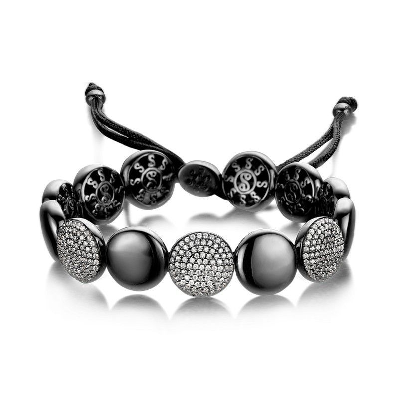2047-3452 Pulsera plata IP rodio negro con pave