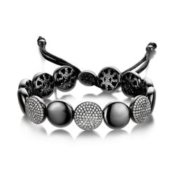 2047-3452 Pulsera plata IP rodio negro con pave