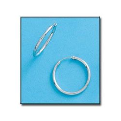 22-A25 Pendientes Aros lisos en oro blanco de 18 K. Diámetro interior de 20mm y grosor 2mm