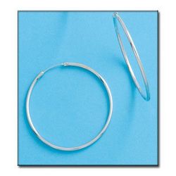 22-A50 Pendientes de oro blanco 18K modelo tubular aros lisos con cierre oculto