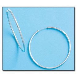 22-A55 Pendientes oro blanco 18K en forma de aros lisos cómodos, ligeros y atemporales