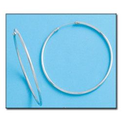 22-A60 Pendientes oro blanco 18K aros grandes lisos modernos y elegantes con cierre reforzado