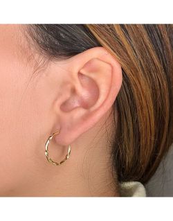 25-A322 Pendientes mujer aros de oro rizados 18K redondos en forma de espiral