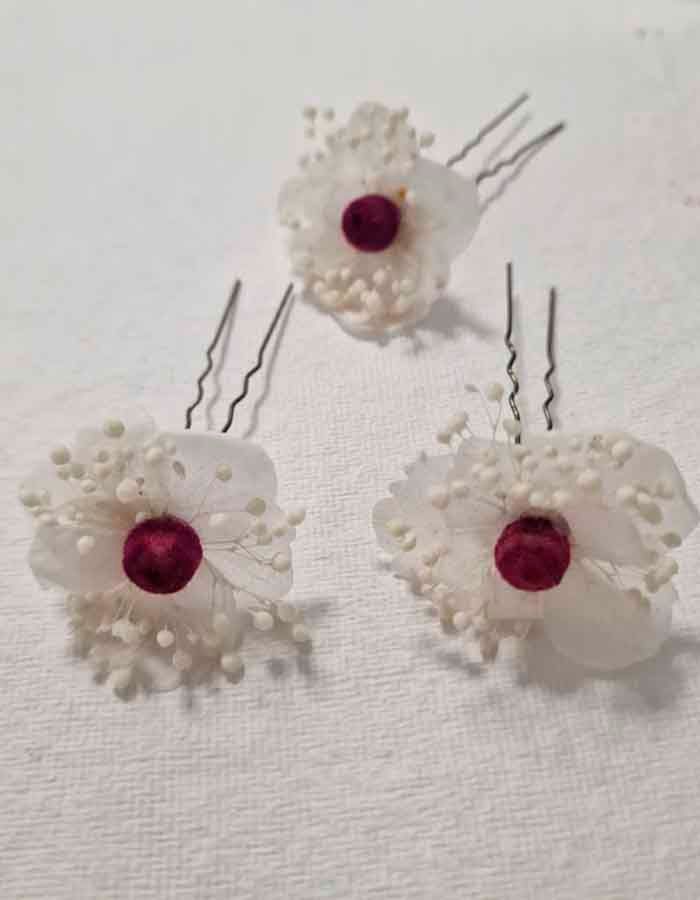 3 Horquillas con Hortensia Preservada