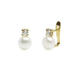 3278 Pendientes de mujer en oro 18K tu-yo perla cultivada y brillantes
