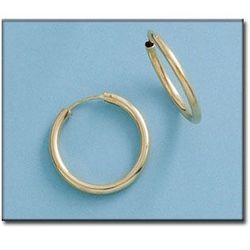 33-A202 Pendientes unisex Aros o criollas de tubo con superficie pulida en Oro de 18 Kilates