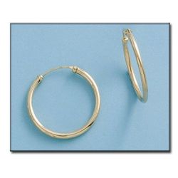 33-A252 Pendientes aros o criollas en oro 18K en forma de tubo lisos y superficie pulida