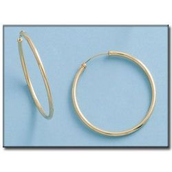 33-A402 Pendientes Aros pulidos de tubo en Oro amarillo de 18 K finos y elegantes