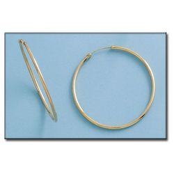 33-A502 Pendientes Aros lisos en Oro amarillo de 18 Kilates. Diámetro interior de 45mm y grosor 2mm elegantes y tradicionales
