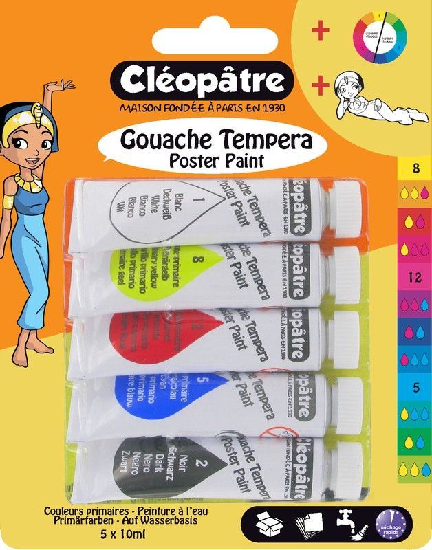 5 Botes de 10ml de pintura aguada Cleopatra