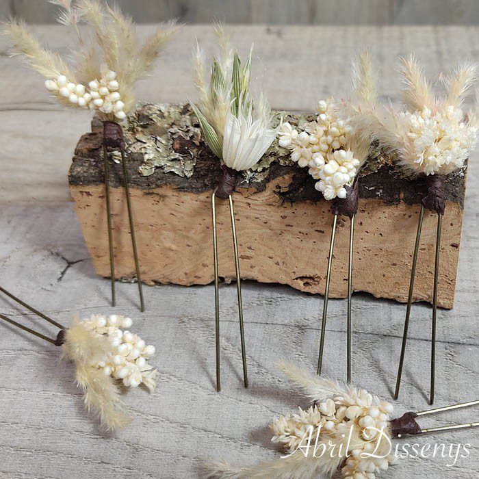 5 Horquillas para Pelo Surtido de Flores Neutras