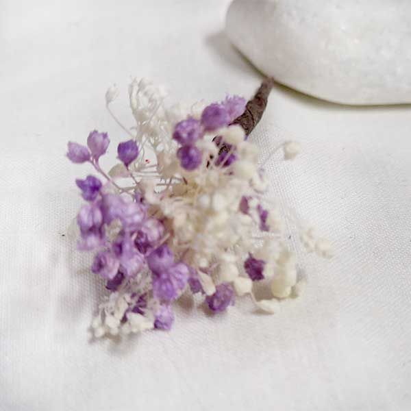 5 Pin Pelo Flores Blanco lila