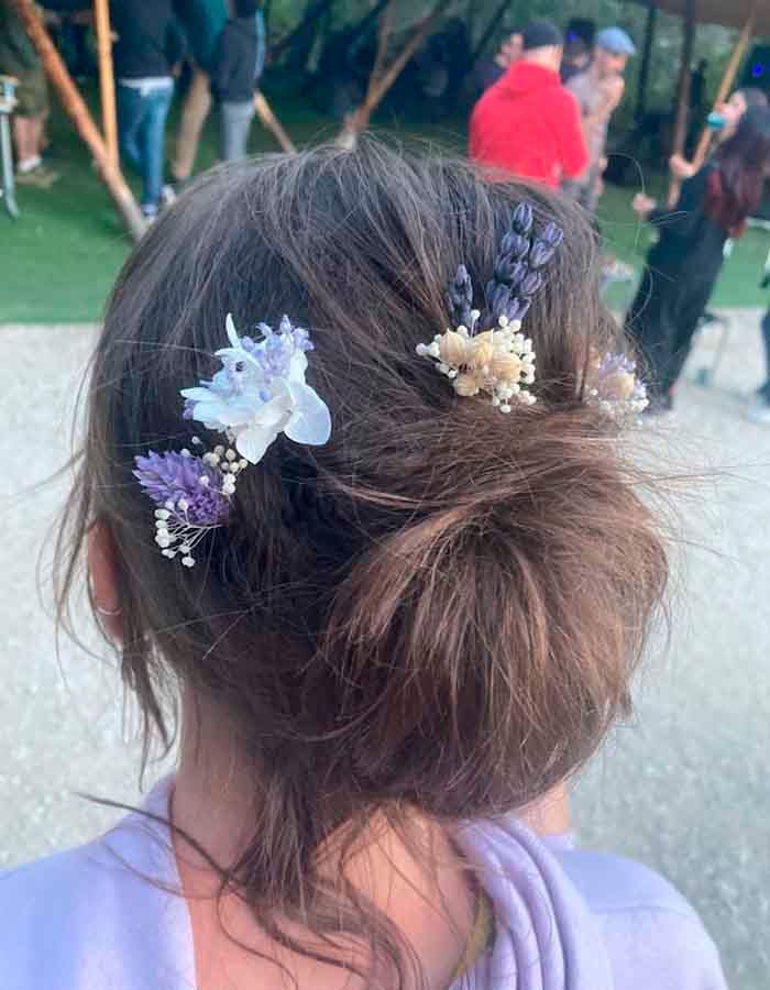 5 Pin Pelo Surtido Flor Lila