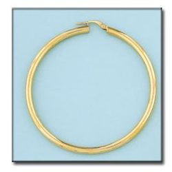 99-A480 Pendientes de aros en forma de tubo de oro 18K lisos y pulidos