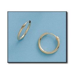 99-AE2 Pendientes oro 18K unisex en forma de aros o criollas  pequeños superficie lisa y pulida