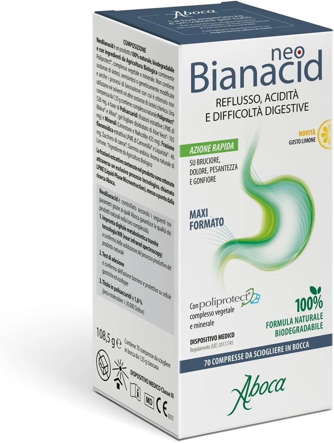 Aboca neoBianacid acidez 70 comprimidos sabor limón