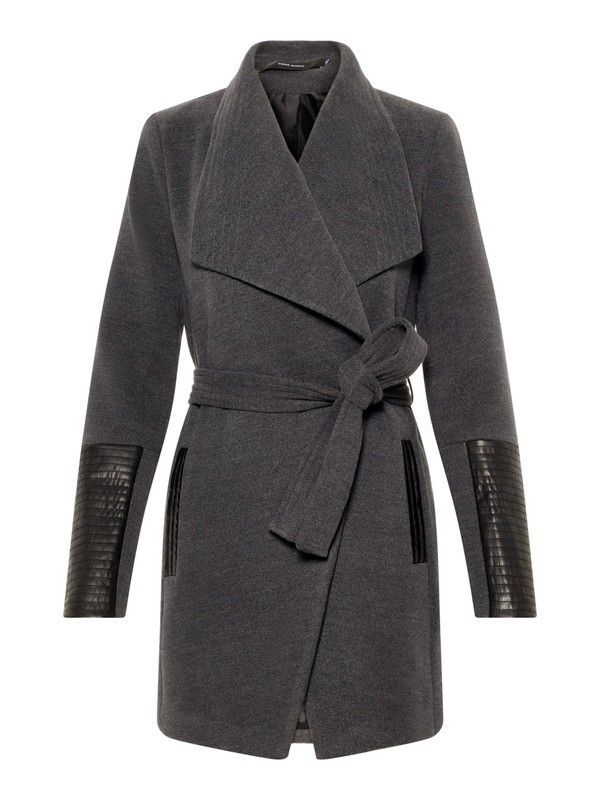 Abrigo 3/4 combinado polipiel Vero Moda Dark Grey Mela