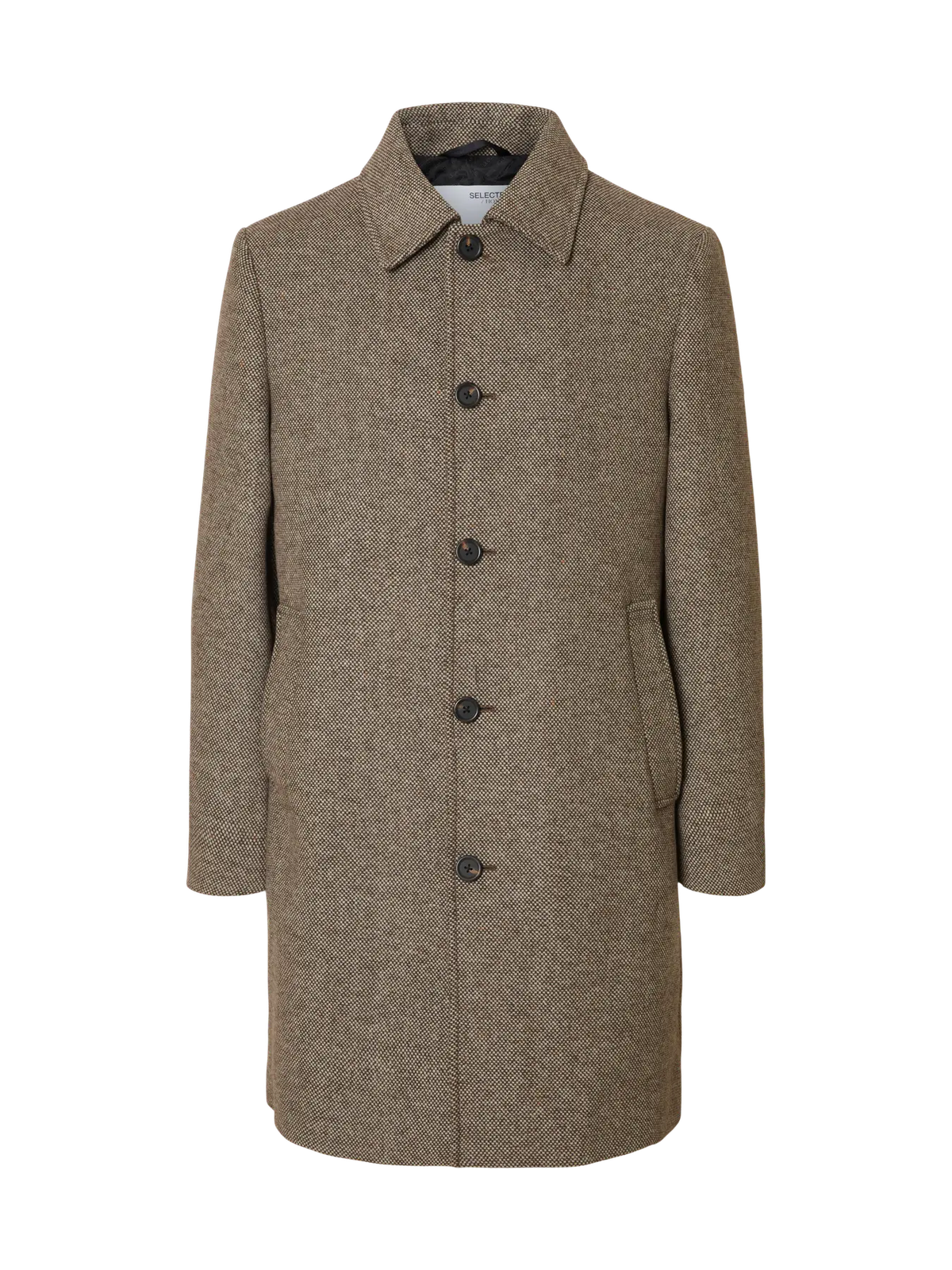 Abrigo 3/4 con botones jaspeado Selected Demitasse