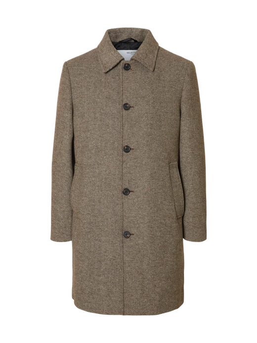 Abrigo 3/4 con botones jaspeado Selected Demitasse