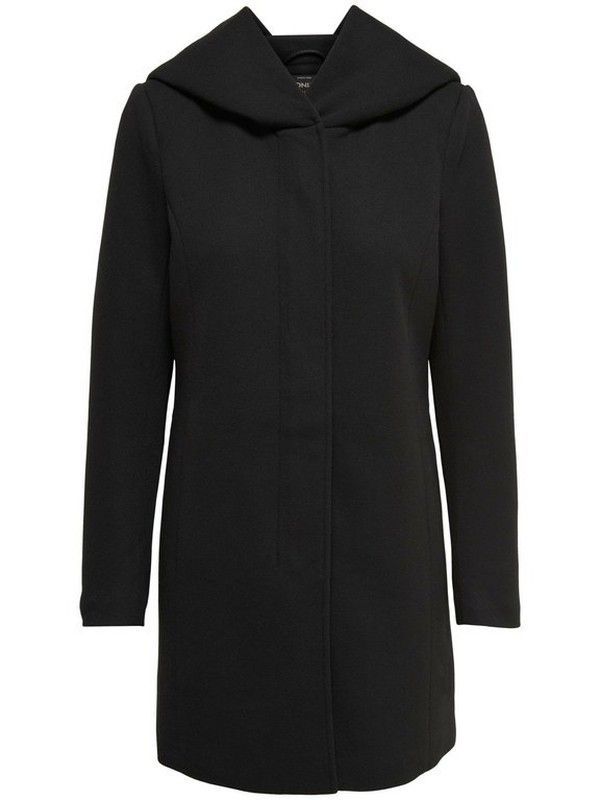 Abrigo 3/4 con capucha Only Black