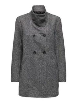 Abrigo 3/4 cruzado jaspeado Only Dark Grey Mela